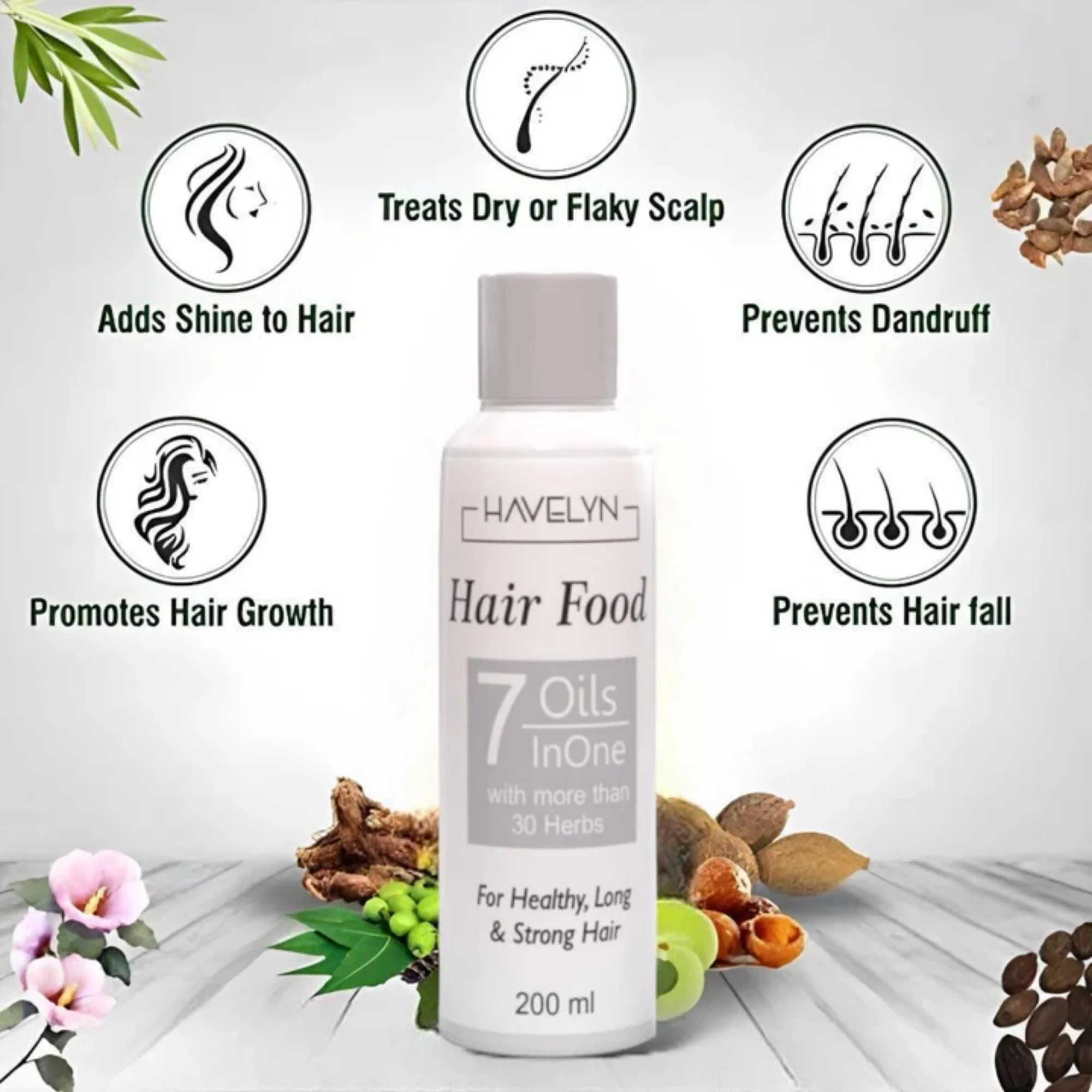 7 Oils & 30+ Herbal Extracts for Strong & Healthy Hair